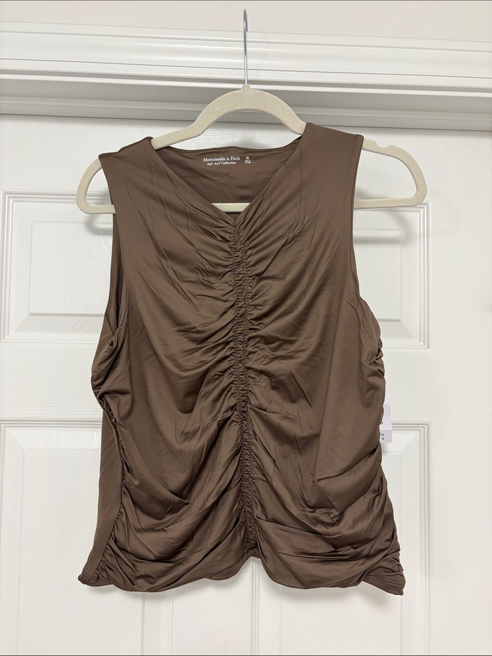 Abercrombie & Fitch Brown Ruched V-Neck Tank